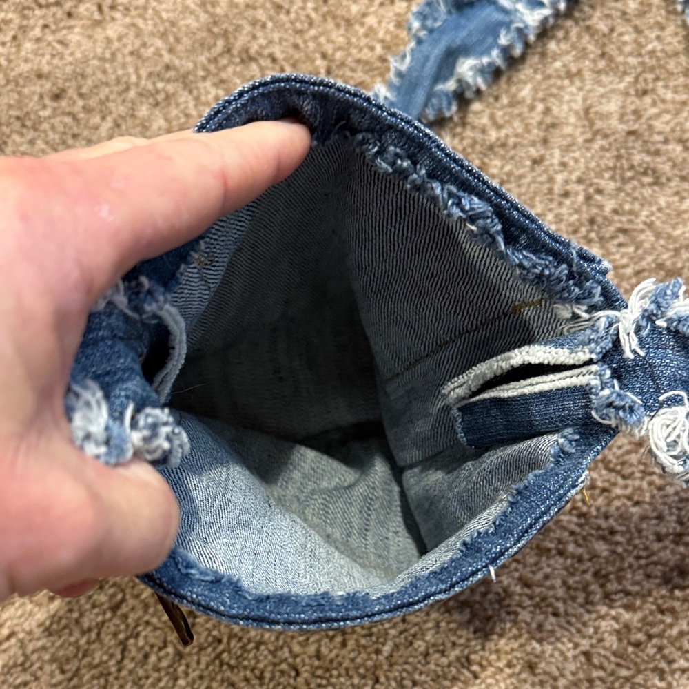 Frayed Denim Crossbody Bag - Picture 2 of 3